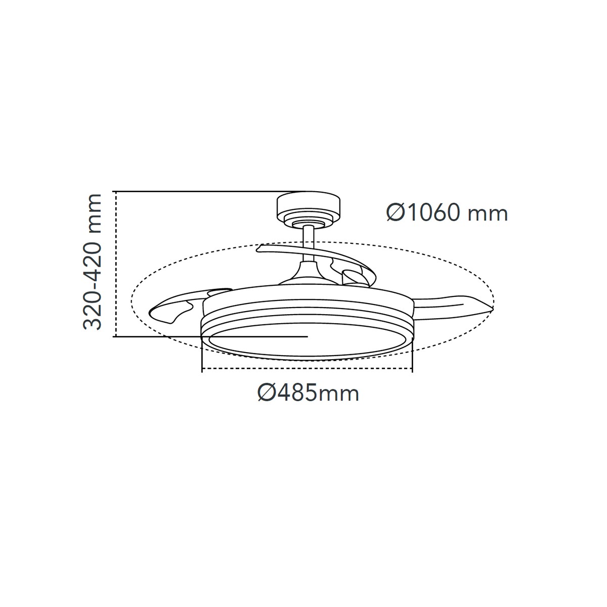 VENTILADOR TECHO CRISTAL SUPERECO RETRAC 45W